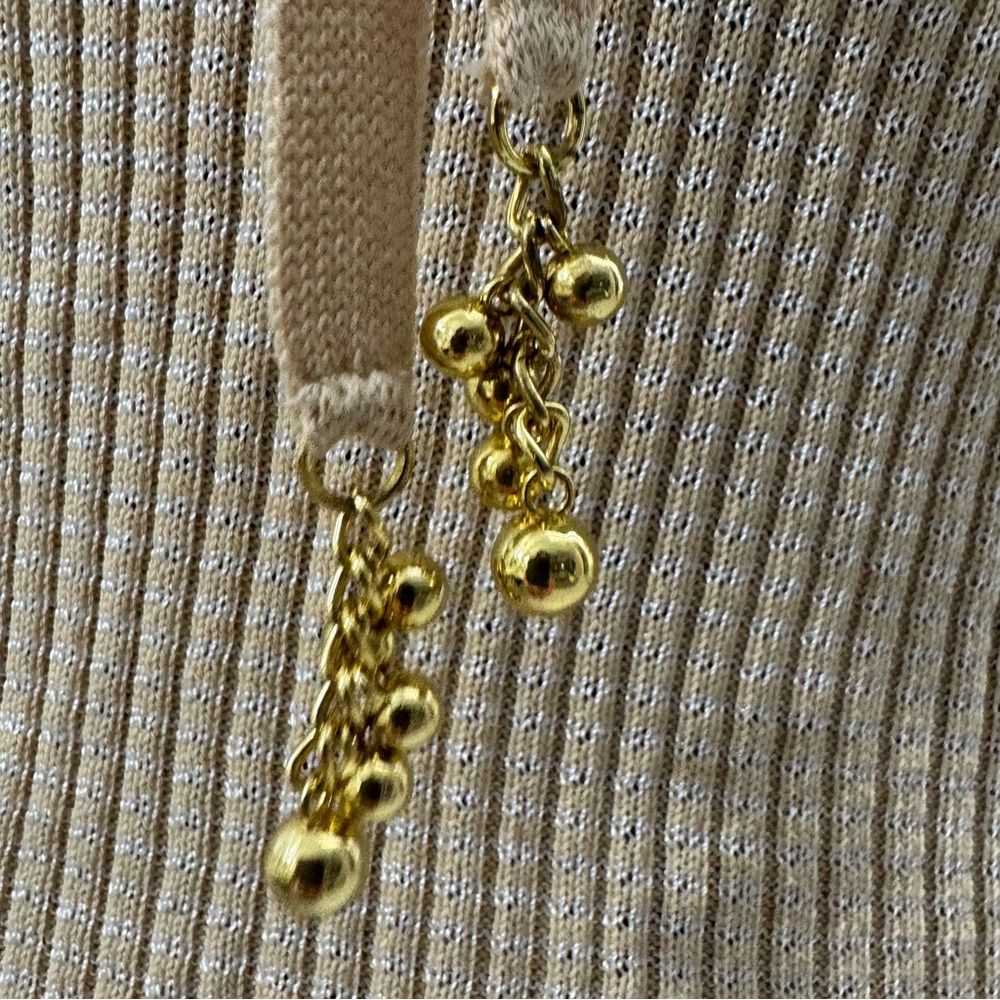 Cache Beige Ribbed Knit Top with Ribbon Detail - Picture 5 of 9